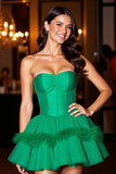 Robe bustier vert foncé Homecoming avec plume