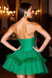 Robe bustier vert foncé Homecoming avec plume