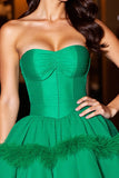 Robe bustier vert foncé Homecoming avec plume