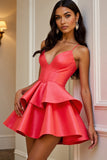 Orange A Ligne Spaghetti Bretelles Homecoming Dress