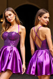 Robe de bal scintillante à rayures violet foncé