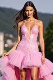 Robe de retour à la maison à volants scintillante avec paillettes