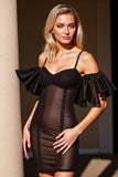 Robe de bal noire à volants amovibles