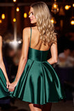 Robe de bal en satin vert foncé