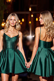 Robe de bal en satin vert foncé