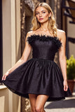 Robe courte noire à franges