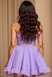 Robe courte de bal corset violet scintillant pour les retrouvailles