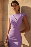 Robe de travail courte à manches courtes moulante violette