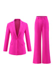 Costumes de travail 2 pièces à manches longues fuchsia avec poches
