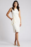 Robe de travail simple fourreau blanc avec ceinture