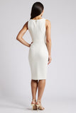 Robe de travail simple fourreau blanc avec ceinture
