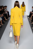 Robe de travail deux pièces jaune fourreau à manches longues