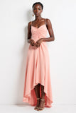 Rose Une ligne froncée robe de travail haut-bas