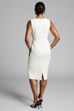 Robe de travail moulante midi froncée blanche