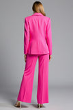 Costume de travail 2 pièces à revers crantés à un bouton fuchsia