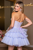 Lavande Une Ligne Corset Tulle Robe de Retrouvailles