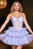 Lavande Une Ligne Corset Tulle Robe de Retrouvailles