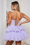 Corset sans bretelles une ligne tulle lavande maison de balles
