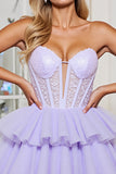 Corset sans bretelles une ligne tulle lavande maison de balles