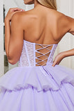 Corset sans bretelles une ligne tulle lavande maison de balles