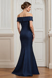 Robe de mère de la mariée marine sirène à épaules dénudées avec appliques