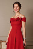 Robe de mère de la mariée rouge foncé à épaules dénudées