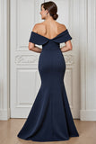 Sirène marine à épaules dénudées Robe de mère de la mariée avec appliques