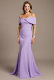 Robe Sirène Épaule Dénudée Lilas Mère de la Mariée