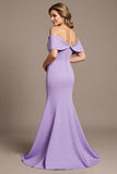 Robe Sirène Épaule Dénudée Lilas Mère de la Mariée