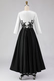 Robe de mère de la mariée noire et blanche, High Low A line avec des applikés