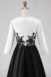 Robe de mère de la mariée noire et blanche, High Low A line avec des applikés
