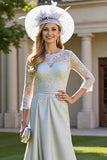 Satin d’argent Une ligne Mère de la mariée Robe avec appliques