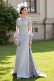 Sirène Argent Mère De La Mariée Robe Avec Appliques