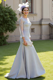 Sirène Argent Mère De La Mariée Robe Avec Appliques