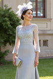 Sirène Argent Mère De La Mariée Robe Avec Appliques