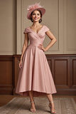 Dusty Rose Une Ligne Midi Mère De La Mariée Robe