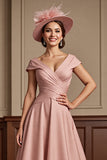 Dusty Rose Une Ligne Midi Mère De La Mariée Robe