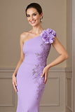 Lilas Une Épaule Sirène Mère De La Mariée Robe