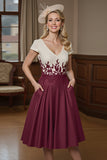 Bourgogne Une Ligne Mère De La Mariée Robe Avec Appliques