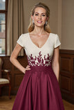 Bourgogne Une Ligne Mère De La Mariée Robe Avec Appliques