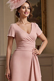 Dusty Sage Ruched Une Ligne Midi Mère De La Robe De La Mariée