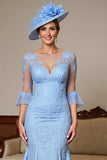 Robe Sirène Bleu Ciel Mère De La Mariée Avec Appliques