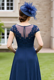 Marine Une Ligne Mère De La Mariée Robe Avec Appliques