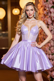 Corset une ligne lilas froncé robe de bal avec perles