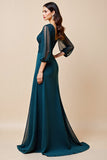 Bleu Une Ligne Longue Mère De La Mariée Robe Avec Appliques