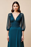 Bleu Une Ligne Longue Mère De La Mariée Robe Avec Appliques