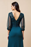 Bleu Une Ligne Longue Mère De La Mariée Robe Avec Appliques