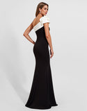 Robe longue formelle en satin sirène noire