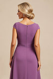 Violet une ligne perlée en mousseline de soie longueur Mère de la mariée robe avec volants