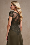 Robe de mère de la mariée asymétrique en satin olive haute basse